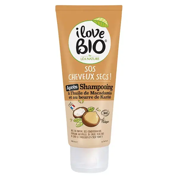 I Love Bio Cheveux Après-Shampoing S.O.S Cheveux Secs Huile de Macadamia & Beurre de Karité Bio 200ml