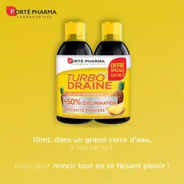 Forté Pharma TurboDraine Ananas Draineur Minceur Elimination Lot de 2 x 500ml