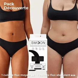 Smoon Pack Découverte 2 Culottes Flux Moyen + Flux Abondant Noir TM