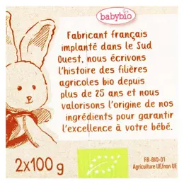 Babybio Desserts Lactés Bol Semoule au Lait Cacao +6m Bio Lot de 2 x 100g