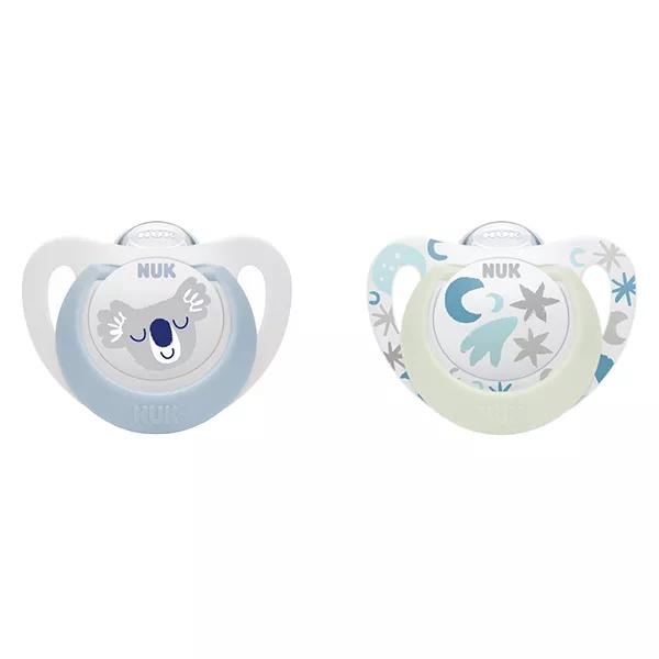 Nuk Chupete Starlight Silicona +0m Koala Azul Estrellas Set de 2