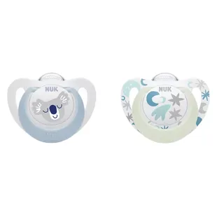 Nuk Ciuccio Starlight Silicone +0m Koala Blu Stelle Lotto di 2
