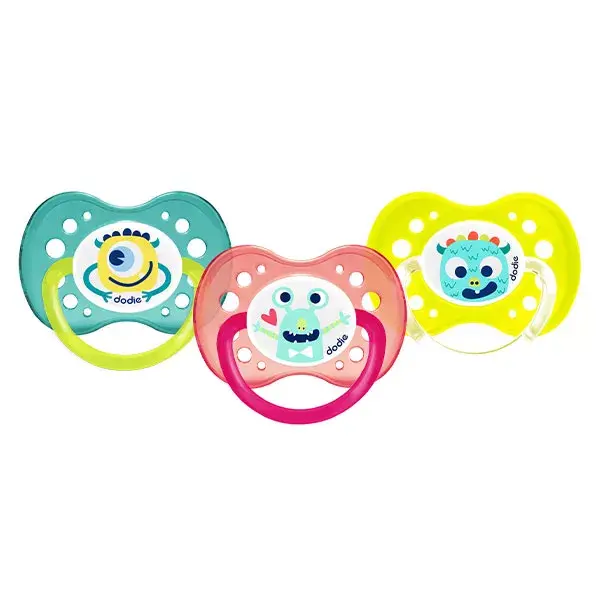 Dodie Anatomical Silicone Pacifier Fluorescent Monster Pink 18m+ A60
