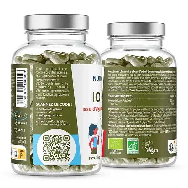 Nutri&Co Iode d'Algue Marine Bio Soutien de la Thyroïde 120 gélules Végan