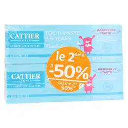 Cattier Kids Bio Dentifrice 2-6 ans Framboise Lot de 2 x 50ml