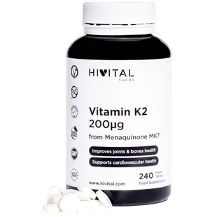 Hivital Vitamin K2 MK7 200 mcg 240 Vegan Tablets