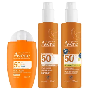 Avène Ultra Fluid Invisible SPF50 50 ml + Spray 200 ml + Children&#39;s Spray 200 ml