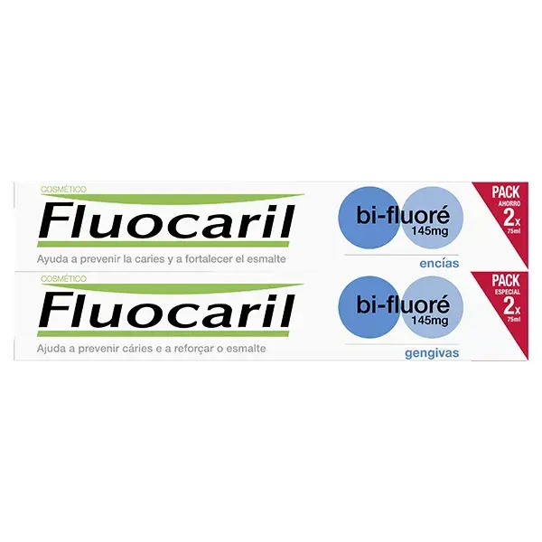 Fluocaril Cosmétique Bi-Fluoré 145mg Dentifrice Gencives Menthe Lot de 2 x 75ml
