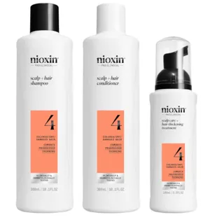 Nioxin 4 Cabello Teñido Debilitamiento Avanzado Champú 300 ml + Acondicionador 300 ml + Tratamiento 100 ml