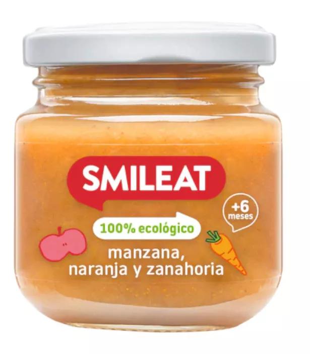 Smileat Tarrito de Manzana, Naranja y Zanahoria 100% Ecológico +6m 130 gr