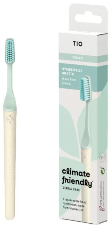 TIO Brosse à Dents Bioplastique Tête Amovible Moyenne
