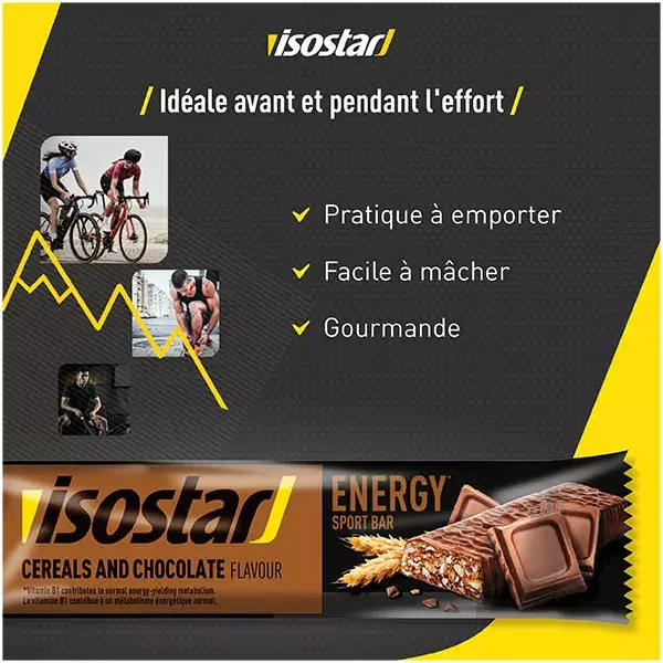 Isostar Energy Sport Barre Énergétique Chocolat 3 unités