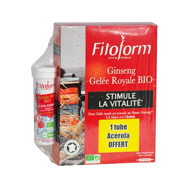 Fitoform Ginseng Jalea Real Bio 20 ampollas + Acerola Bio 12 comprimidos Oferta