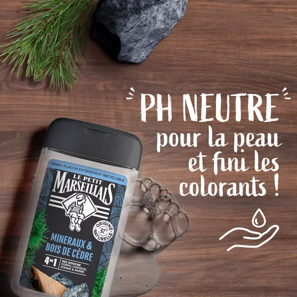 Le Petit Marseillais Gel Douche Homme Minéraux & Bois de Cèdre 250ml