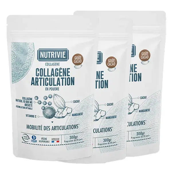 Nutrivie Collagène Articulations Gout Cacao Cure de 3 mois