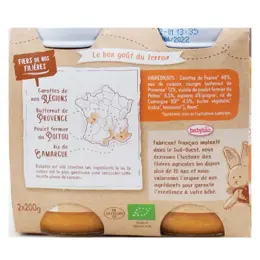 Babybio Petits Pots Midi Carotte Butternut Poulet Riz +6m Bio 2 x 200g