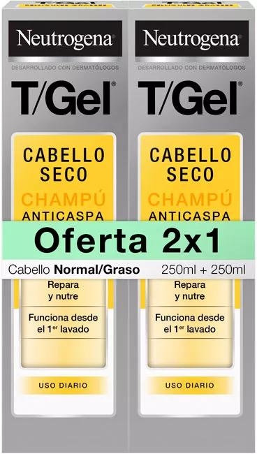 Neutrógena T/Gel Champô Cabelo Normal Seco 250ml + 250ml Oferta 2x1