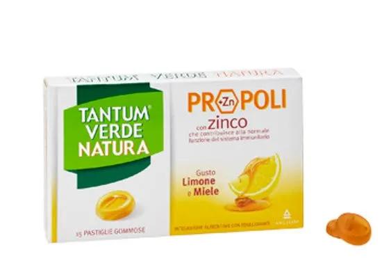 Tantum Verde Natura Limone e Miele Integratore Mal di Gola 15 Pastiglie