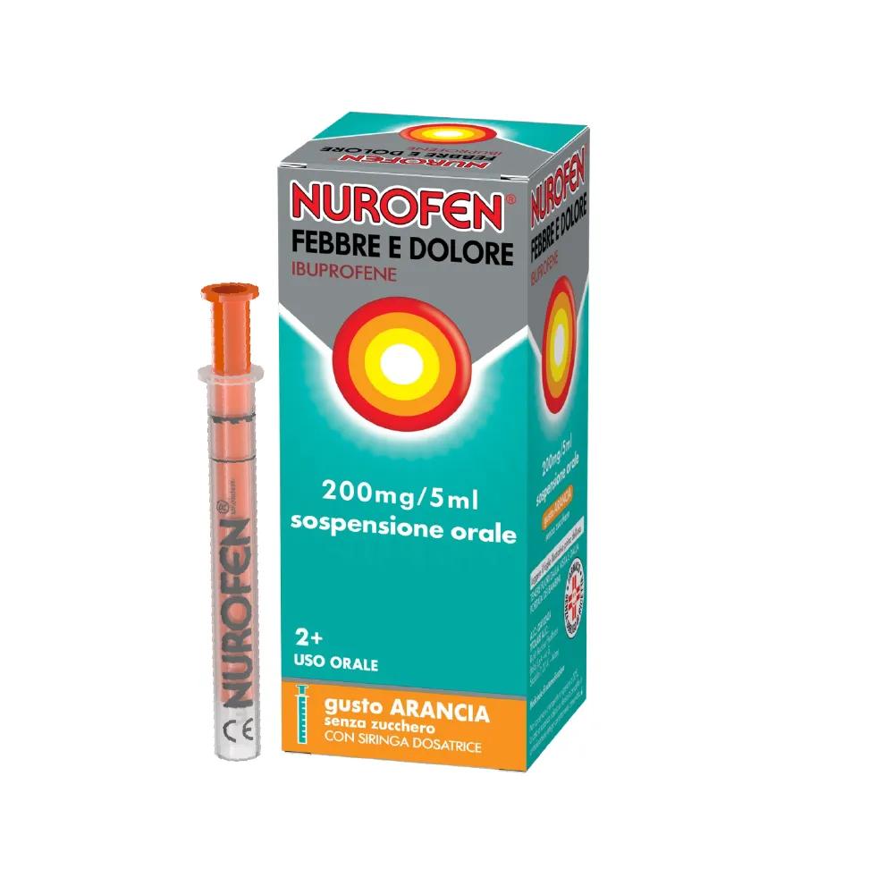 Nurofen Febbre e Dolore Bambini 200 mg/5 ml Ibuprofene Sospensione Orale Arancia 100 ml