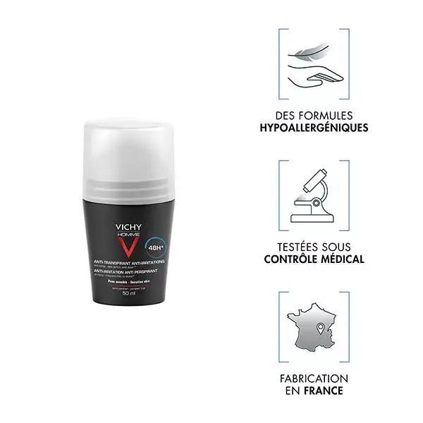 Vichy Homme Anti-Perspirant Deodorant Anti-Irritation 48h Roll-On 2 x 50ml