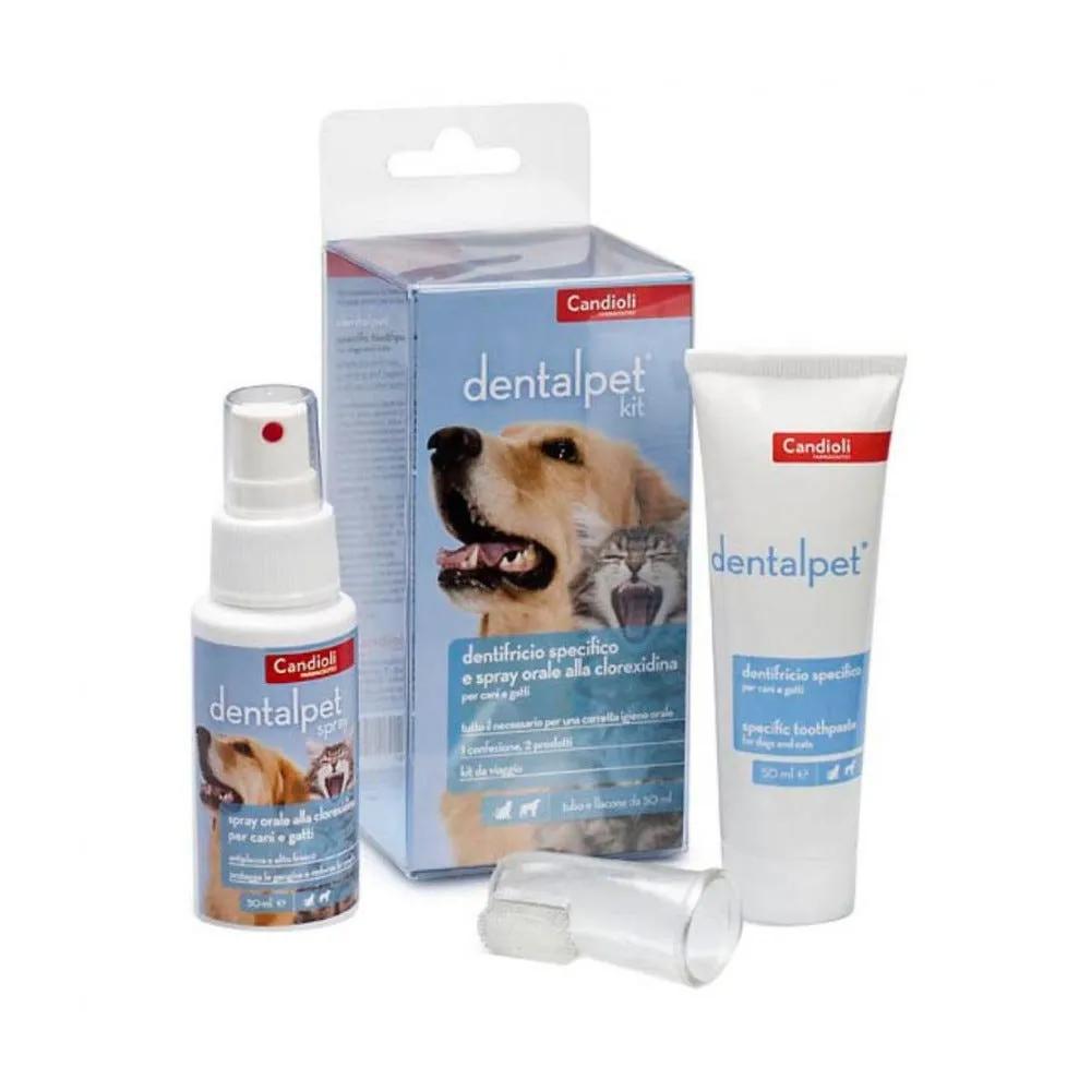 Candioli Dentalpet Kit Igiene Orale Cani E Gatti Dentifricio+Spray+Ditale