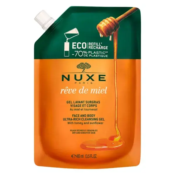 Nuxe Rêve de Miel Eco-Refill Surgrasing Cleansing Gel for Face and Body 400ml
