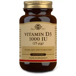 Solgar Vitamin D3 1000 IU 25mg 100 Softgels