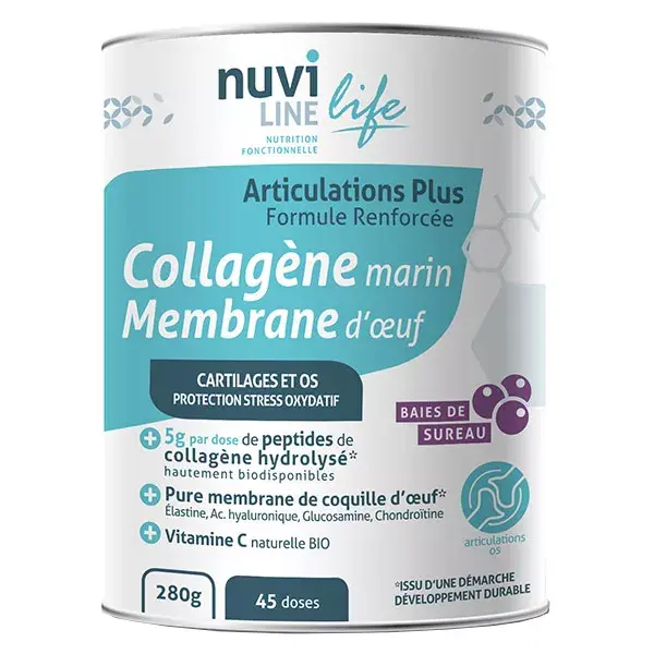 Nuviline Collagène Marin Articulations Plus Membrane d'Œuf Saveur Sureau 280g