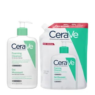 CeraVe Gel detergente schiumogeno per viso e corpo, pelle normale + ricarica ecologica 473 ml