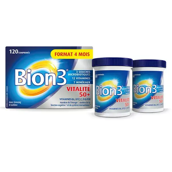 Bion3 Vitalité 50+ Complément Alimentaire Cure 4 mois 120 comprimés