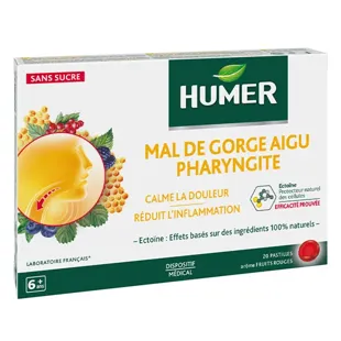 Humer Mal di Gola Acuto Faringite 20 Pastiglie