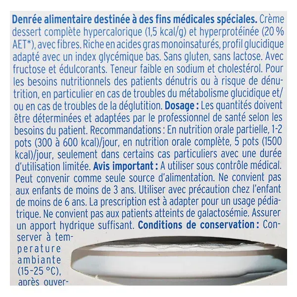 Fresenius Fresubin Diabète Hypercalorique Hyperprotéiné Vanille Crème Dessert 4 x 200g