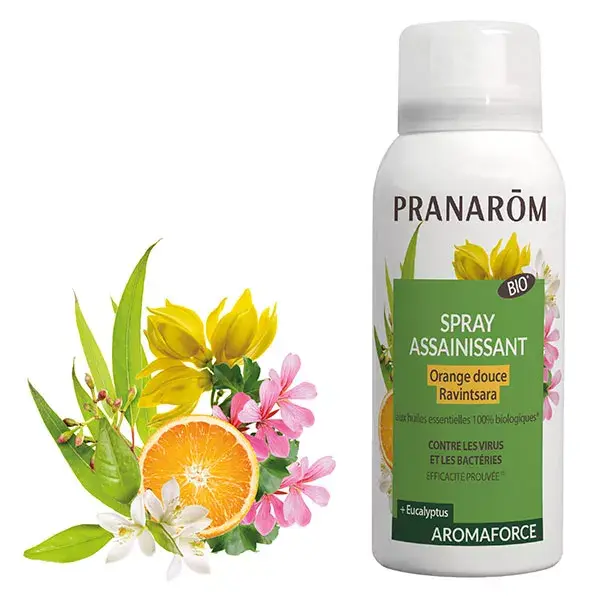 Pranarom Aromaforce Spray Assainissant Ravintsara Orange Douce Bio 75ml