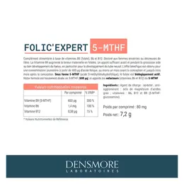 Densmore FOLIC'EXPERT La nouvelle génération d'Acide Folique 5-MTHF - 3 mois