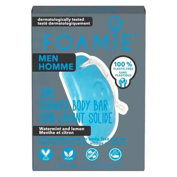 Foamie Homme Soin Lavant Solide 3 en 1 Menthe Citron 90g