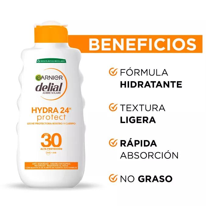 Garnier Delial Hydra 24H Protect Leche Protectora Rostro y Cuero SPF30 200 ml