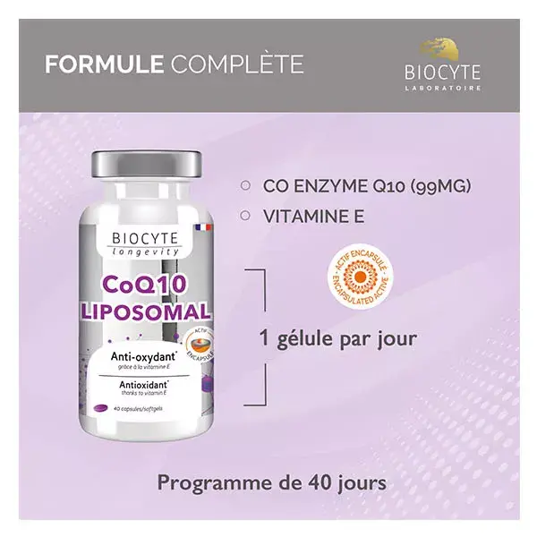 Biocyte Coenzyme Q10 Liposomal Antioxydant Vitamine E 40 Capsules