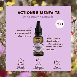 Biofloral Fleur De Bach 04 Centaury Centaurée Compte Gouttes Bio Demeter 20 ml