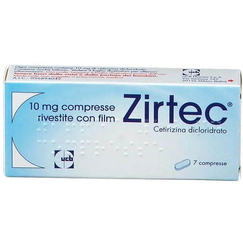 Zirtec 10 mg Cetirizina dicloridrato Antistaminico 7 Compresse Rivestite