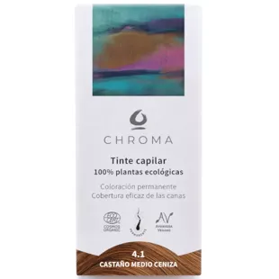 Chroma Natural Tintura de Cabelo Castanho Cinza Médio 4.1 100 gr