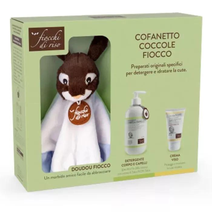 Fiocchi di Riso Cofanetto Coccole Dirì con Detergente corpo/capelli 400ml + Crema viso 30ml + Dou Dou azzurro in Regalo