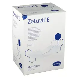 Hartmann Zetuvit-E Pansement Absorbant Américain Stérile avec Dos Hydrophobe 10 x 10cm 25 unités