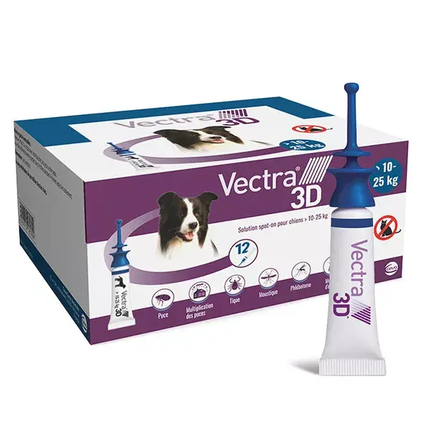 Vectra® 3D spot-on solution for dogs > 10–25 kg 12 pipettes
