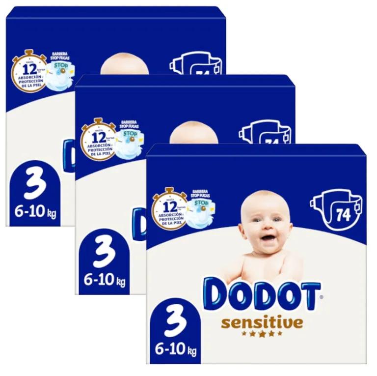 Couches Dodot Sensitive T3 (6-10 Kg) 3x74 unités