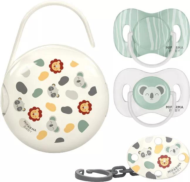 Mifarma Babyfopspeen 6-18m 2 stuks + Broche + Fopspeenhouder