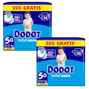 Dodot Dry Baby Diapers T5+ (12-17 Kg) 2x56 units