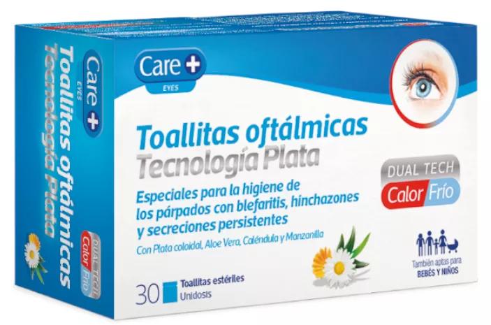 Care + Toallitas Oftálmicas Tecnología Plata 30 uds