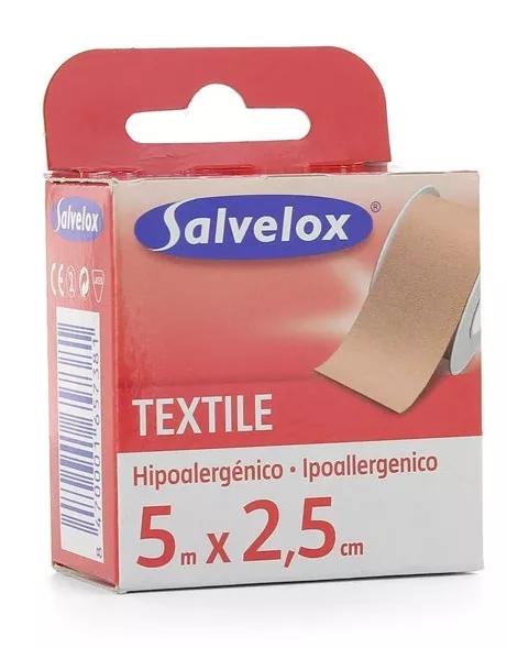 Salvelox Esparadrapo Textil Piel 5 M x 2,5 CM