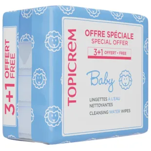 Lenços Umedecidos Topicrem Baby Water Cleansing 3+1 180 unidades