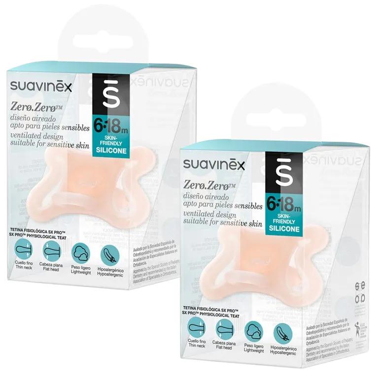 Suavinex Zero Zero fopspeen met SX Pro fysiologische siliconen speen 6-18m 2 stuks